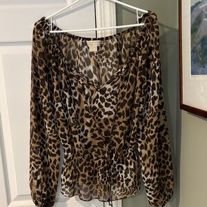 MICHAEL Michael Kors Brown Leopard Print Blouse